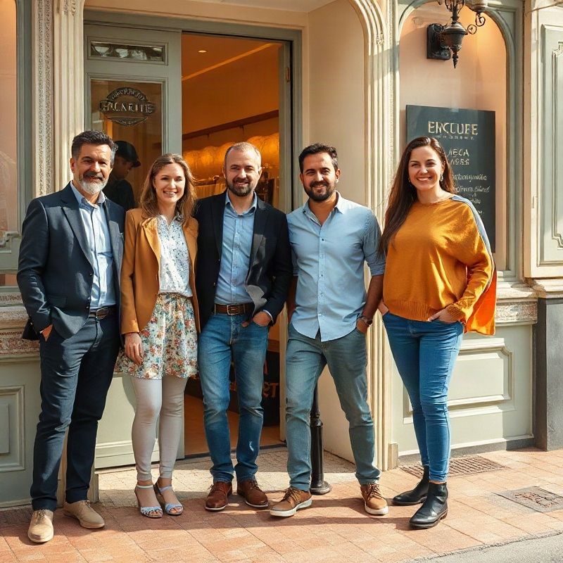 Equipo familiar de Pulseespark frente a su local en Madrid